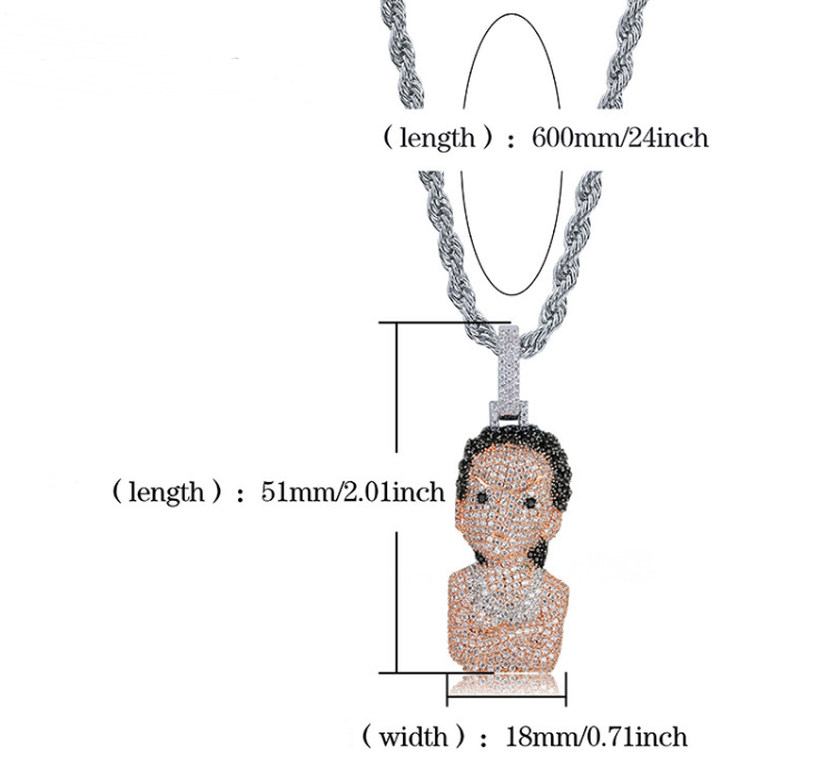 Iced Out 'The Boondocks' Pendant Necklace Chain