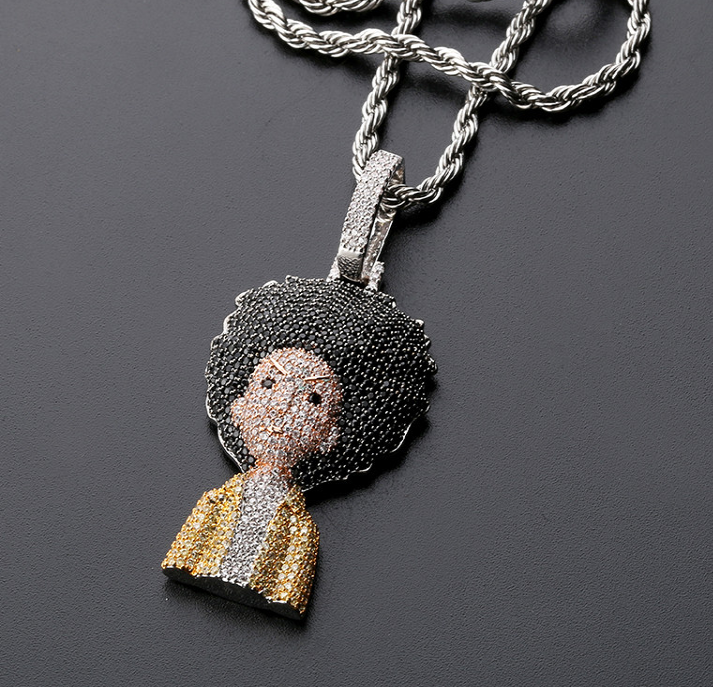 Iced Out 'The Boondocks' Pendant Necklace Chain