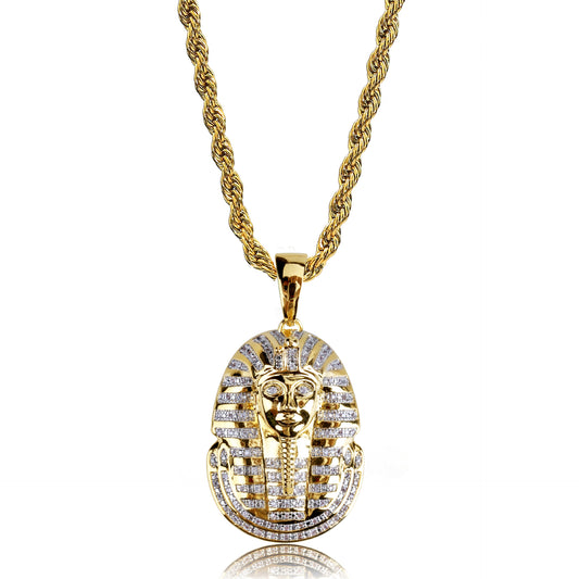 Iced Out Egyptian Pharaoh Pendant Necklace