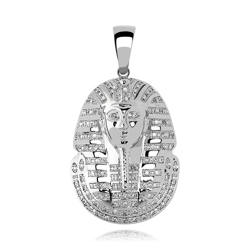 Iced Out Egyptian Pharaoh Pendant Necklace