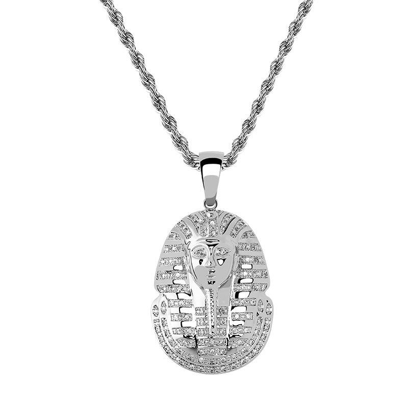 Iced Out Egyptian Pharaoh Pendant Necklace