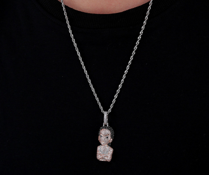 Iced Out 'The Boondocks' Pendant  Necklace Chain