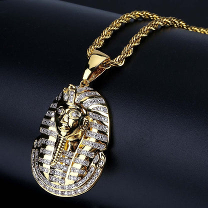 Iced Out Egyptian Pharaoh Pendant Necklace